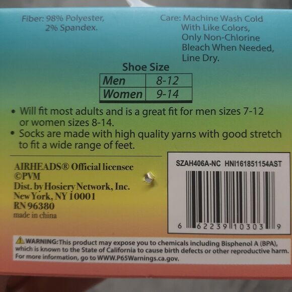 Airheads 6-pair Candy Food Novelty Mens Adult Size 7-12 Low Cut Socks NWOT - Picture 8 of 9